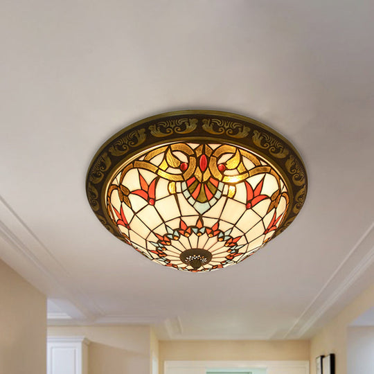 Rustic Stained Glass Sunflower Ceiling Light in Multicolor Options for Dining Room Tiffany Décor