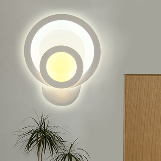 White Led Wall Sconce For Modern Bedroom And Living Room Design / Round