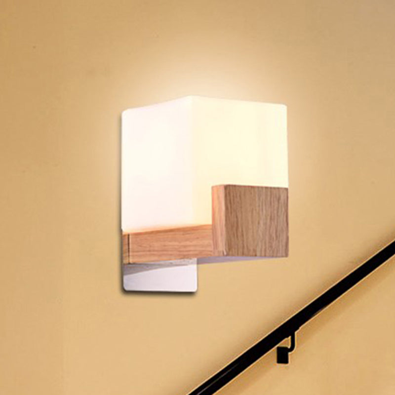 Japanese Style Opal Glass Wall Sconce For Stair And Living Room