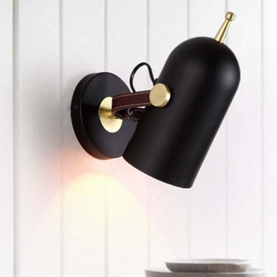 Rotatable Modern Black Wall Lamp For Office Corridor - Cup Shade Metallic Finish