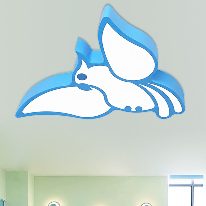 Modern Led Flushmount Ceiling Light: Stylish Flying Bird Design For Kindergarten Blue / White 18