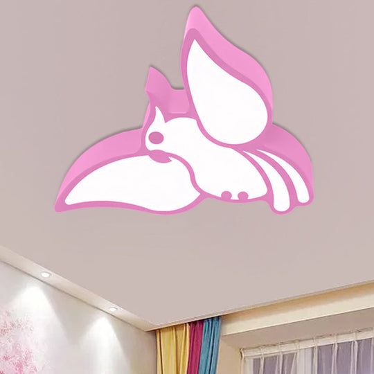 Modern Led Flushmount Ceiling Light: Stylish Flying Bird Design For Kindergarten Pink / White 18