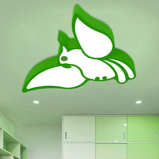 Modern Led Flushmount Ceiling Light: Stylish Flying Bird Design For Kindergarten Green / White 18