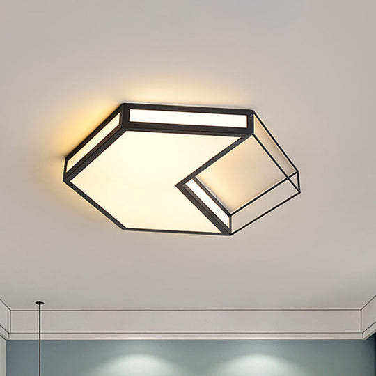 Modern LED Flush Mount Ceiling Light with Hexagon/Square Design – Black/Grey, Third Gear