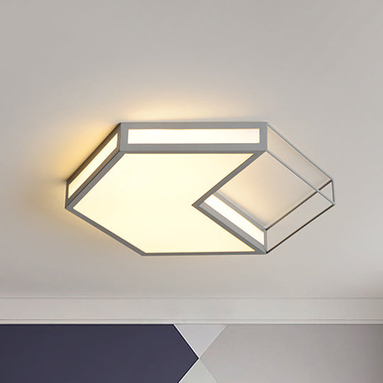 Modern Led Flush Mount Ceiling Light With Hexagon/Square Design Black/Grey Third Gear Grey / Hexagon