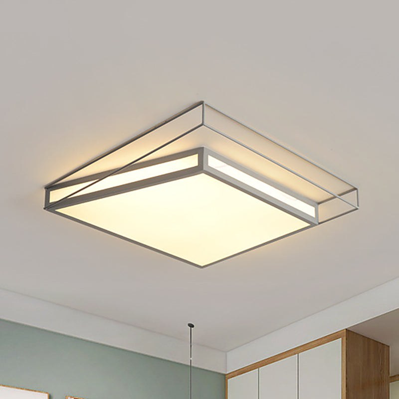 Modern LED Flush Mount Ceiling Light with Hexagon/Square Design – Black/Grey, Third Gear