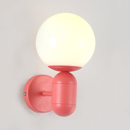 Modern 1-Light Metallic Wall Lamp With Orb Shade - Perfect For Balcony And Kitchen