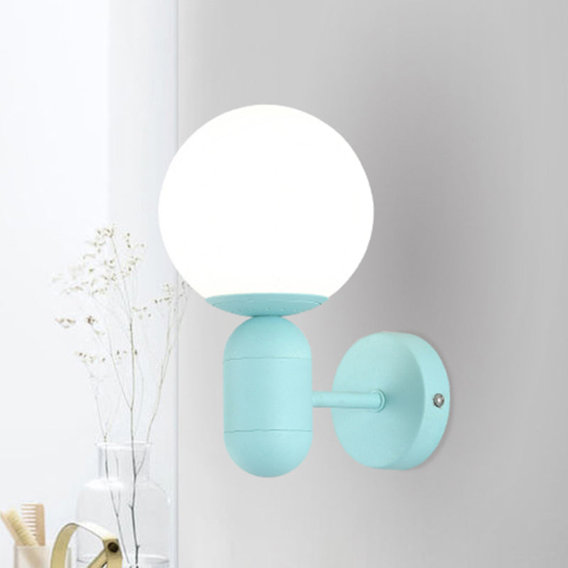 Modern 1-Light Metallic Wall Lamp With Orb Shade - Perfect For Balcony And Kitchen