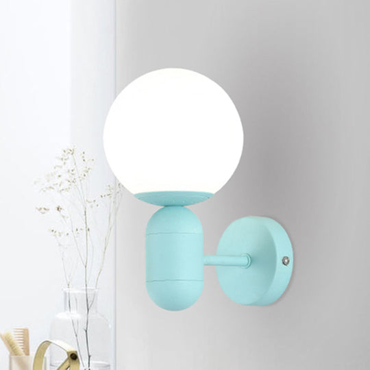 Modern 1-Light Metallic Wall Lamp With Orb Shade - Perfect For Balcony And Kitchen