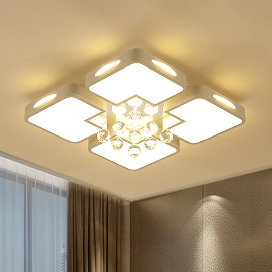 White Square LED Flush Ceiling Light - 16"/19.5"/23.5" Width - Contemporary Design - Warm/White Light