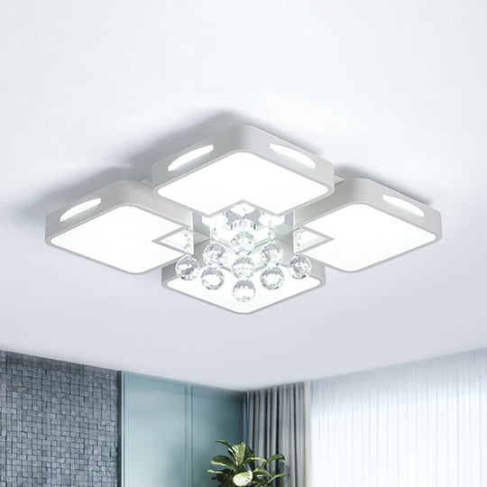 White Square LED Flush Ceiling Light - 16"/19.5"/23.5" Width - Contemporary Design - Warm/White Light