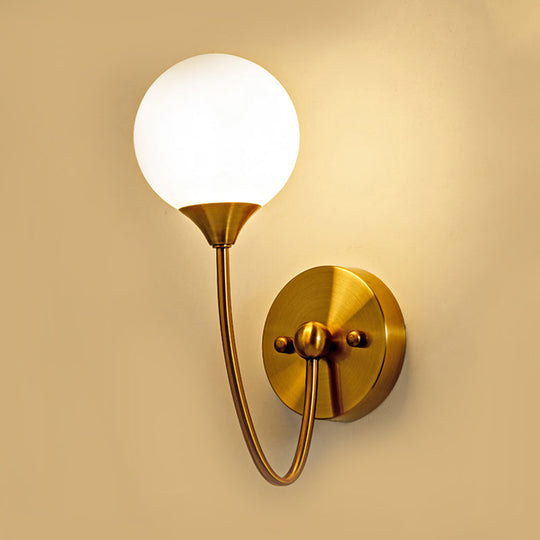 Gold Milk Glass Wall Sconce: Elegant And Stylish 1/2 Lights Light With Ball Shade For Living Room