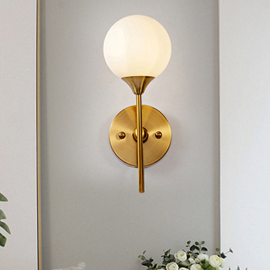 Gold Milk Glass Wall Sconce: Elegant And Stylish 1/2 Lights Light With Ball Shade For Living Room