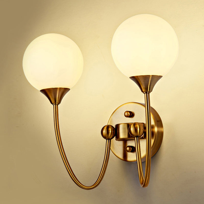 Gold Milk Glass Wall Sconce: Elegant And Stylish 1/2 Lights Light With Ball Shade For Living Room