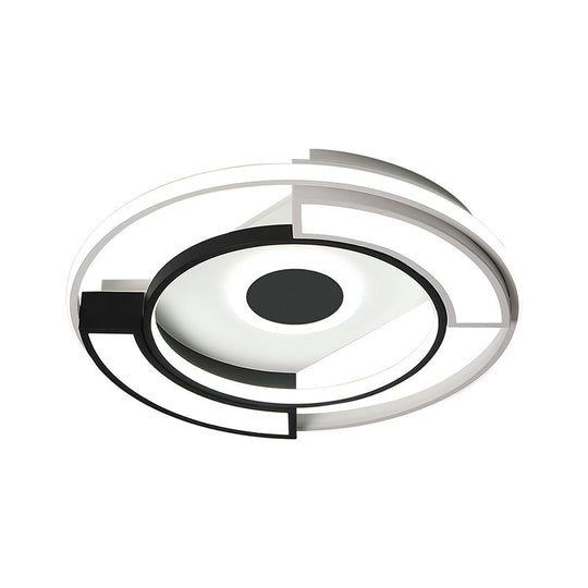 Contemporary Black/White Led Surface Mount Ceiling Lights Metal & Acrylic 16/19.5 Diameter - Ideal