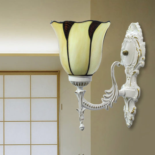 Tiffany Bell Beige Stained Glass Wall Sconce For Corridor