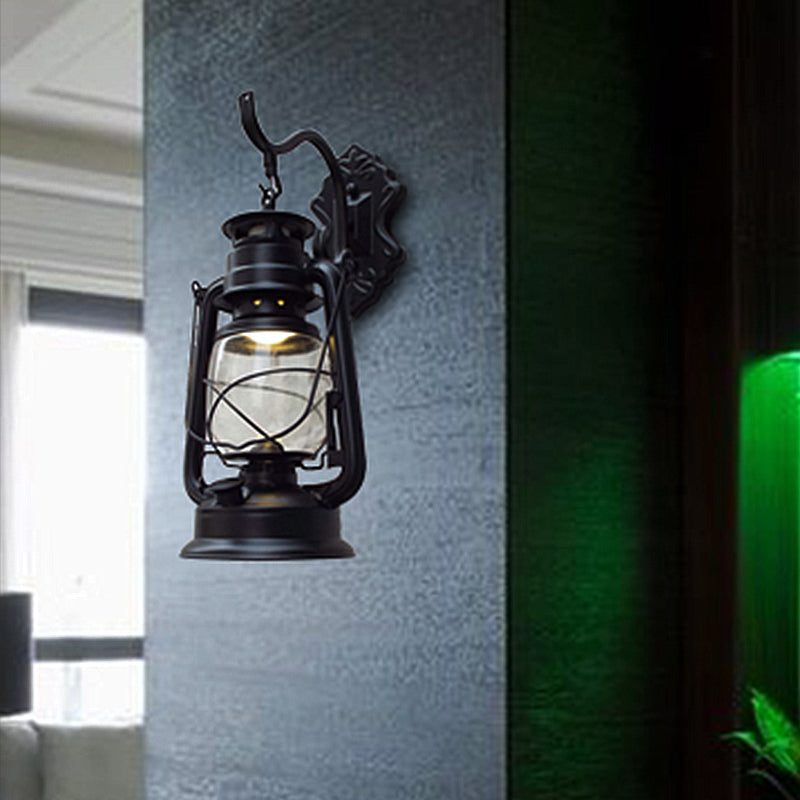 Coastal Porch Wall Sconce - Clear Glass Lantern Light Fixture