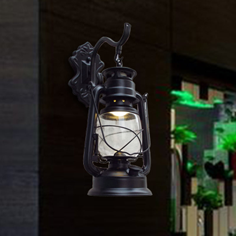 Coastal Porch Wall Sconce - Clear Glass Lantern Light Fixture