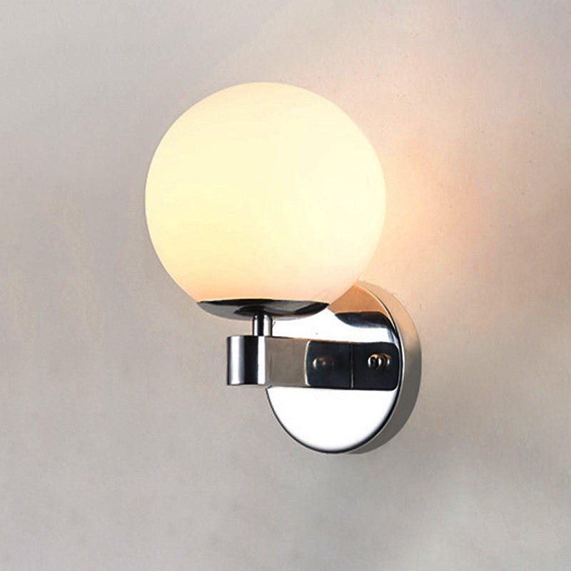 Industrial Wall Sconce With Opal Glass And 1 Light - Chrome/Gold Finish For Bedroom Lighting