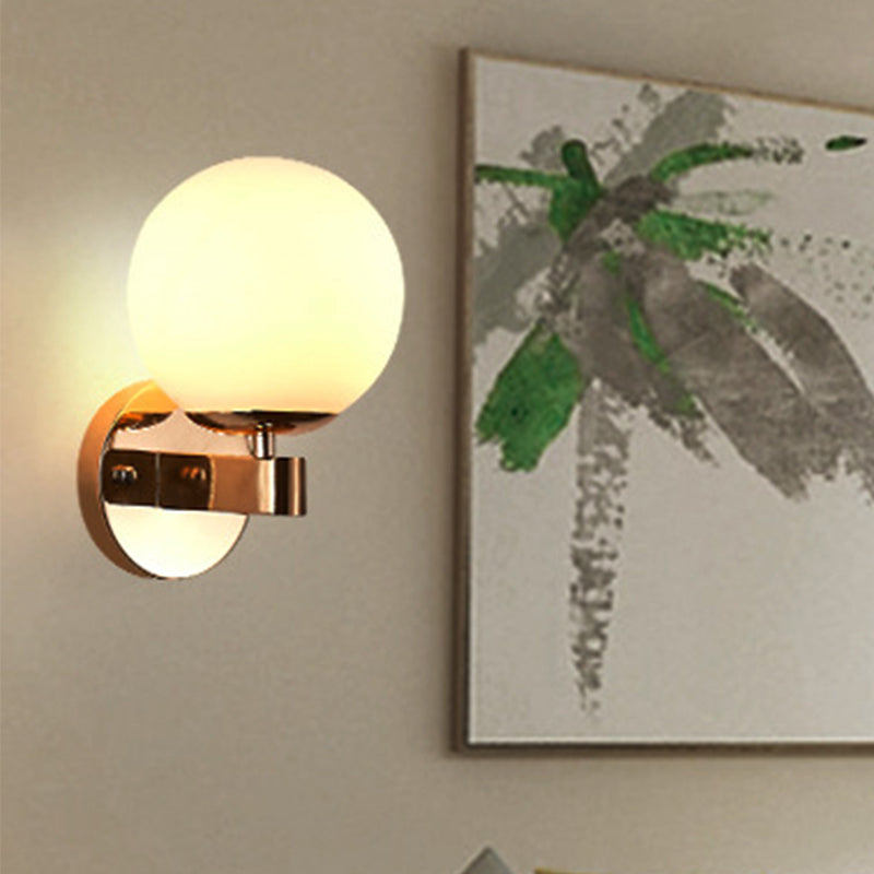 Industrial Wall Sconce With Opal Glass And 1 Light - Chrome/Gold Finish For Bedroom Lighting