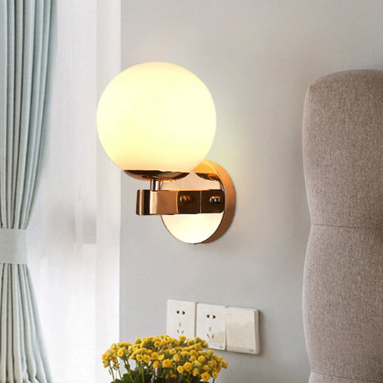 Industrial Wall Sconce With Opal Glass And 1 Light - Chrome/Gold Finish For Bedroom Lighting