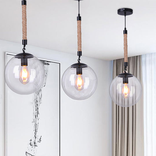 Global Glass Pendant Light - Industrial 1-Light Dining Room Ceiling Fixture Clear / 6