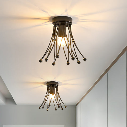 Modern Metallic Crown Flush Mount Ceiling Light for Kids | 1-Light | Black/Gold/White