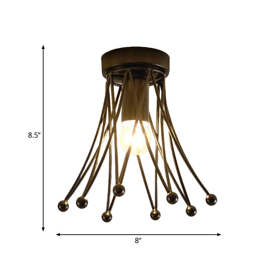 Modern Metallic Crown Flush Mount Ceiling Light for Kids | 1-Light | Black/Gold/White