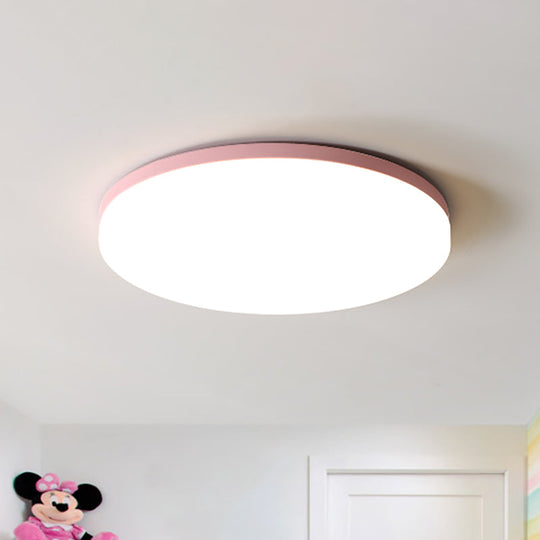 10"/15"/19" W Macaron Metal Flush Ceiling Lamp in Green, Pink, White, or Yellow - Indoor Flush Lighting