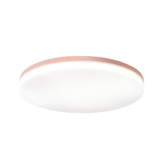 10"/15"/19" W Macaron Metal Flush Ceiling Lamp in Green, Pink, White, or Yellow - Indoor Flush Lighting