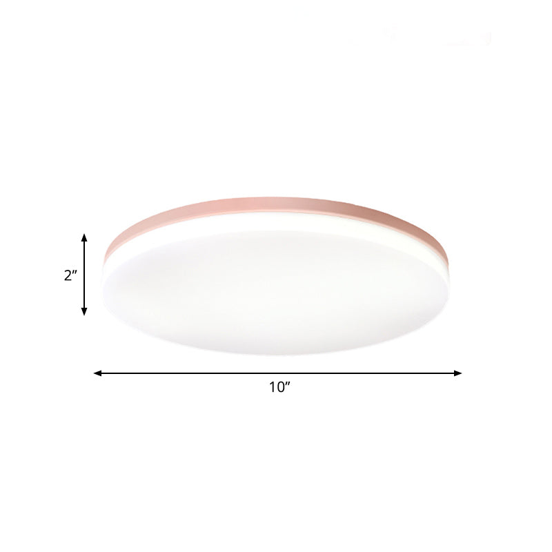 10"/15"/19" W Macaron Metal Flush Ceiling Lamp in Green, Pink, White, or Yellow - Indoor Flush Lighting