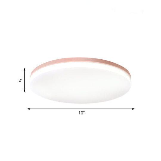 10"/15"/19" W Macaron Metal Flush Ceiling Lamp in Green, Pink, White, or Yellow - Indoor Flush Lighting