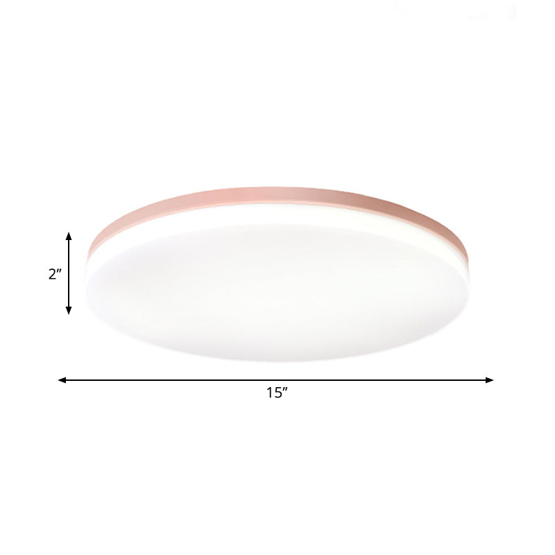 10"/15"/19" W Macaron Metal Flush Ceiling Lamp in Green, Pink, White, or Yellow - Indoor Flush Lighting