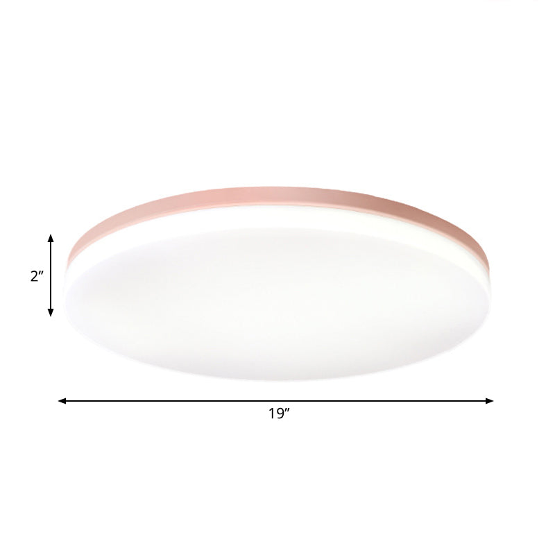 10"/15"/19" W Macaron Metal Flush Ceiling Lamp in Green, Pink, White, or Yellow - Indoor Flush Lighting