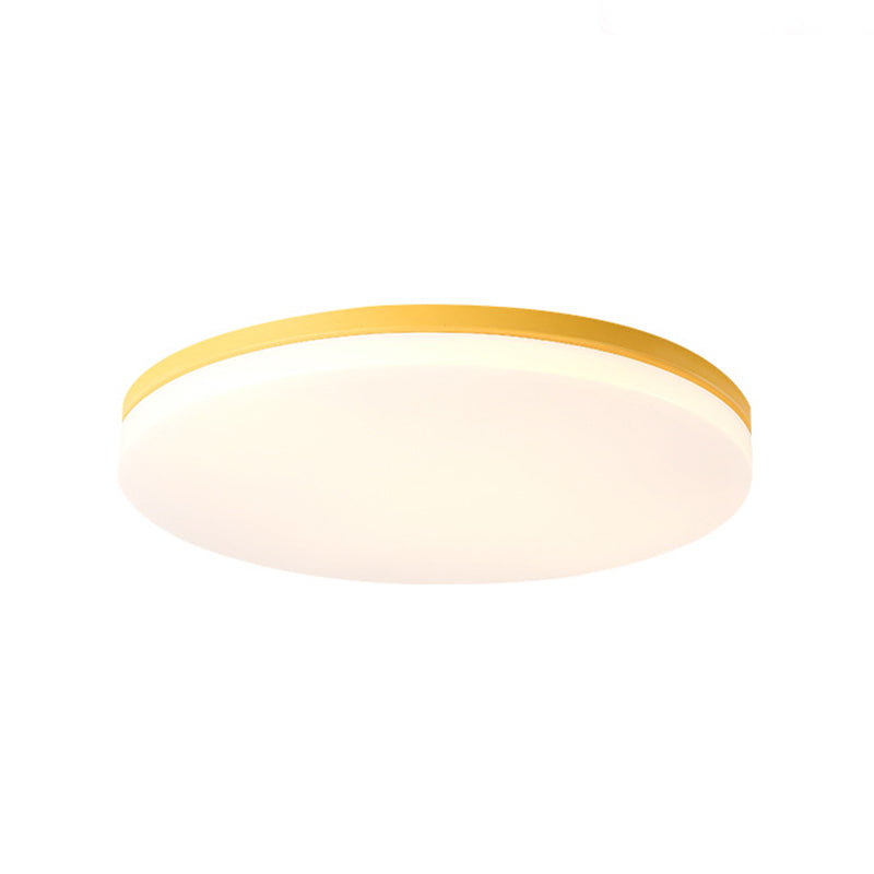 10"/15"/19" W Macaron Metal Flush Ceiling Lamp in Green, Pink, White, or Yellow - Indoor Flush Lighting