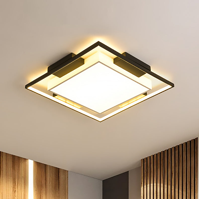 Modern LED Flush Mount Light with Acrylic Shade in Black and White - Available in 3 Sizes