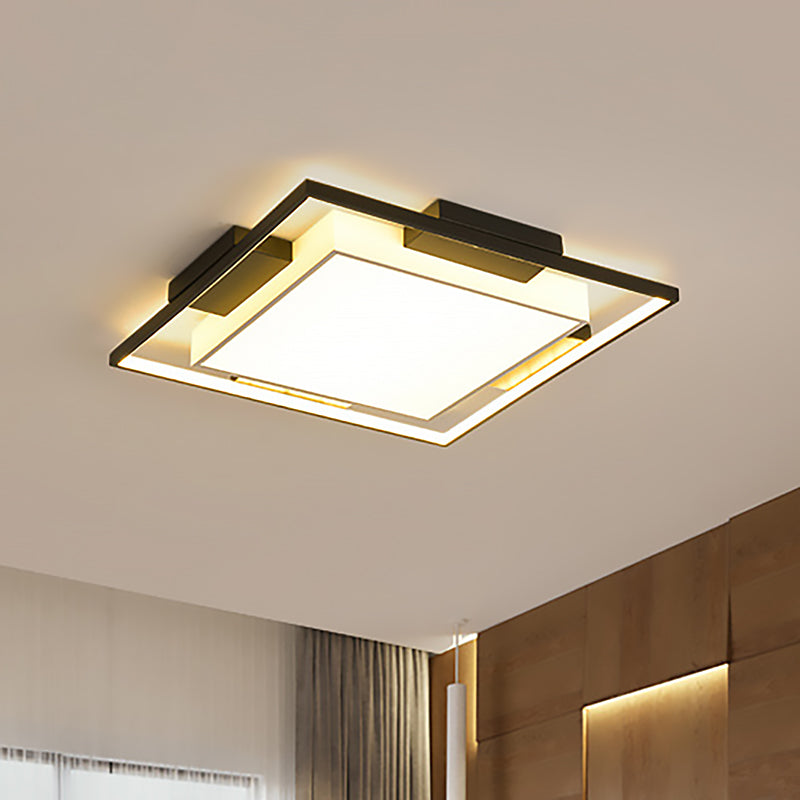 Modern LED Flush Mount Light with Acrylic Shade in Black and White - Available in 3 Sizes