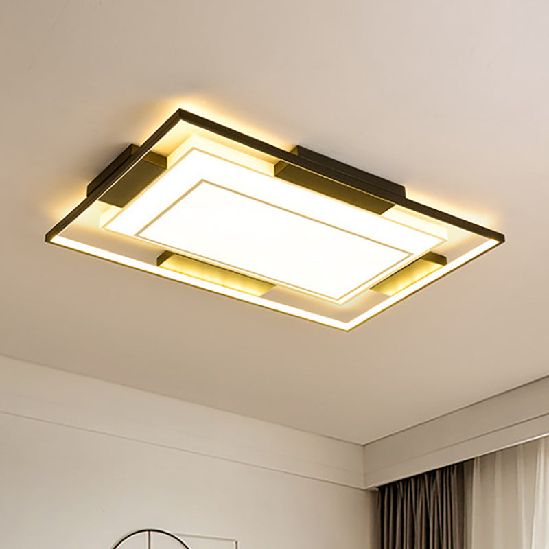 Modern LED Flush Mount Light with Acrylic Shade in Black and White - Available in 3 Sizes