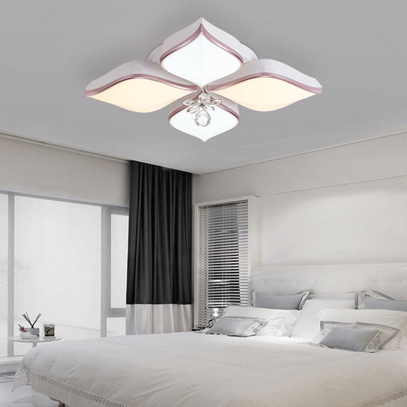 Modern 24.5/25.5 Flush Mount Led Light With Clear Crystal Accent In Warm/White Petal Design