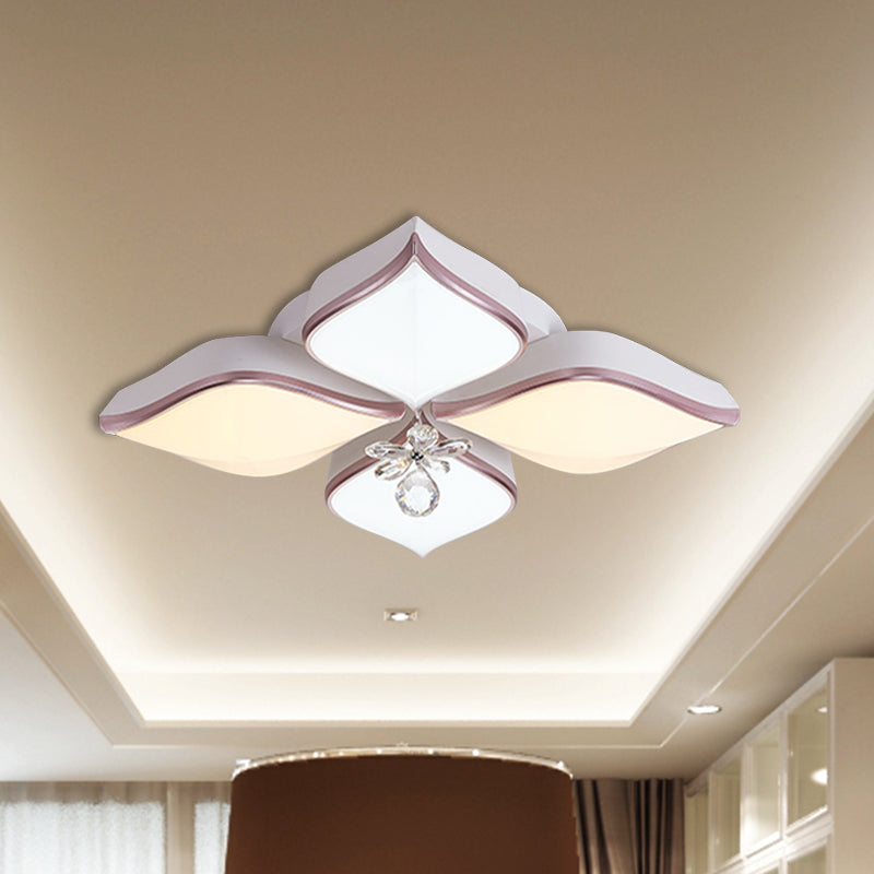 Modern 24.5/25.5 Flush Mount Led Light With Clear Crystal Accent In Warm/White Petal Design