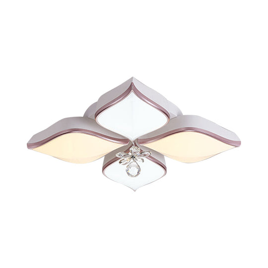 Modern 24.5/25.5 Flush Mount Led Light With Clear Crystal Accent In Warm/White Petal Design