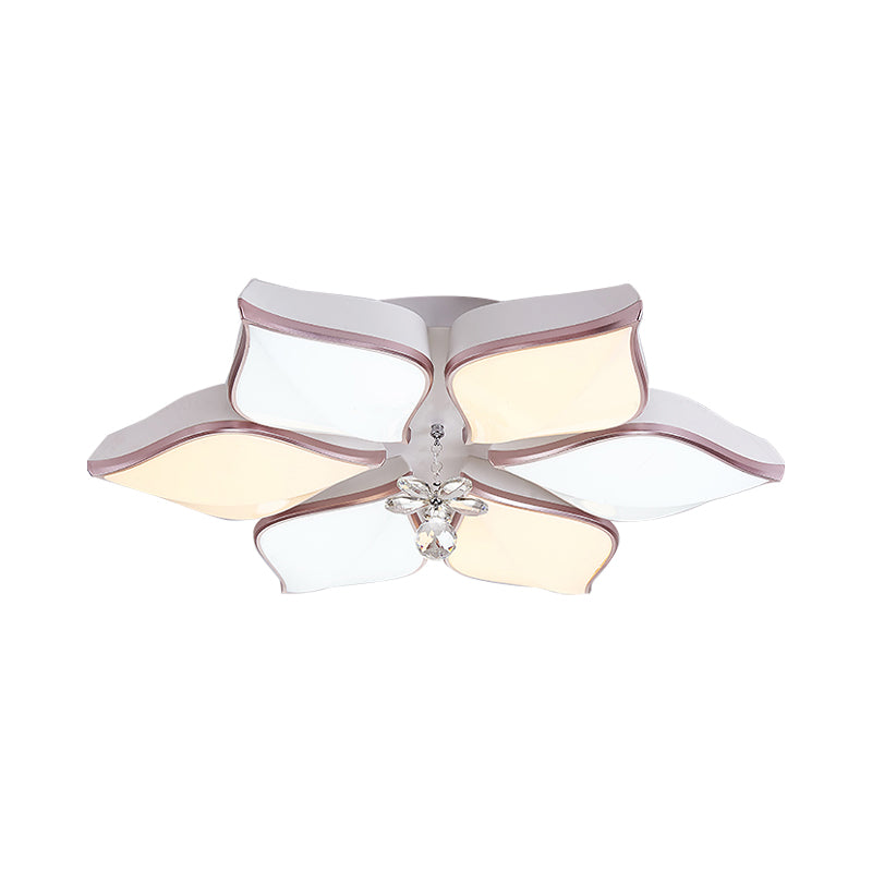 Modern 24.5/25.5 Flush Mount Led Light With Clear Crystal Accent In Warm/White Petal Design