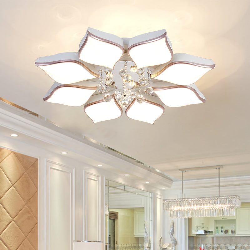 Modern 24.5/25.5 Flush Mount Led Light With Clear Crystal Accent In Warm/White Petal Design