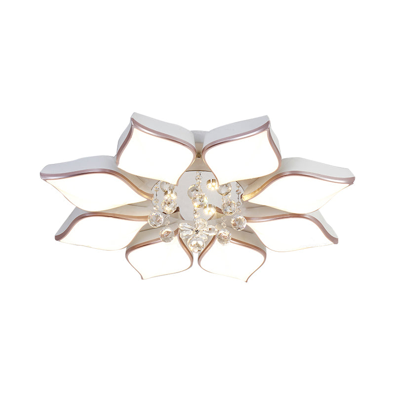 Modern 24.5/25.5 Flush Mount Led Light With Clear Crystal Accent In Warm/White Petal Design