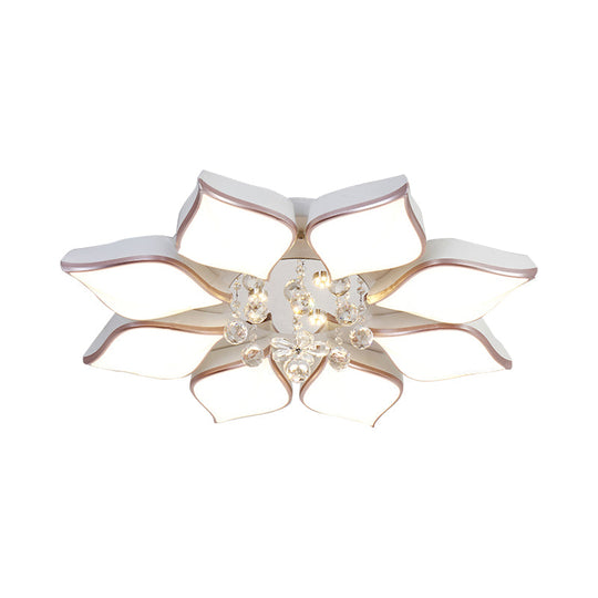 Modern 24.5/25.5 Flush Mount Led Light With Clear Crystal Accent In Warm/White Petal Design