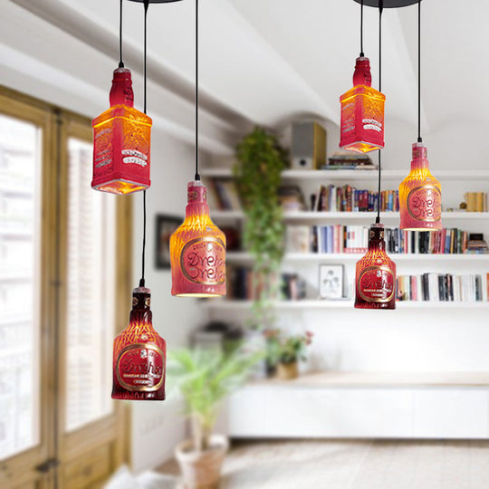 Black Vintage Pendant Light Fixture With 3 Lights And Resin Shade