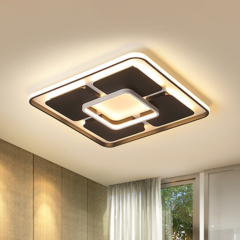 Nordic Style Led Flush Mount Ceiling Light In Black And White - 18/23.5/35.5 W