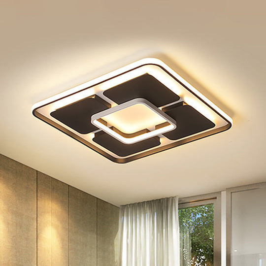 Nordic Style Led Flush Mount Ceiling Light In Black And White - 18/23.5/35.5 W