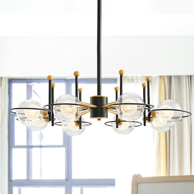 Modern Sphere Chandelier With Clear Glass Shade - Perfect For Dining Room Lighting