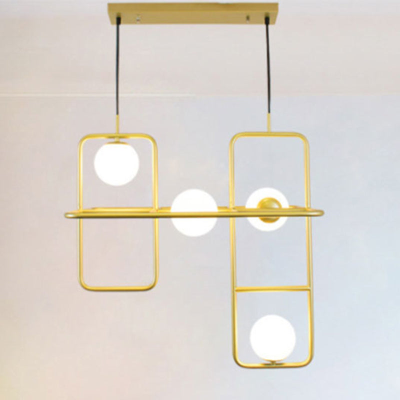 Modern Gold Crossed Rectangle Drop Chandelier - 2/3/4 Light Metal Pendant 4 /